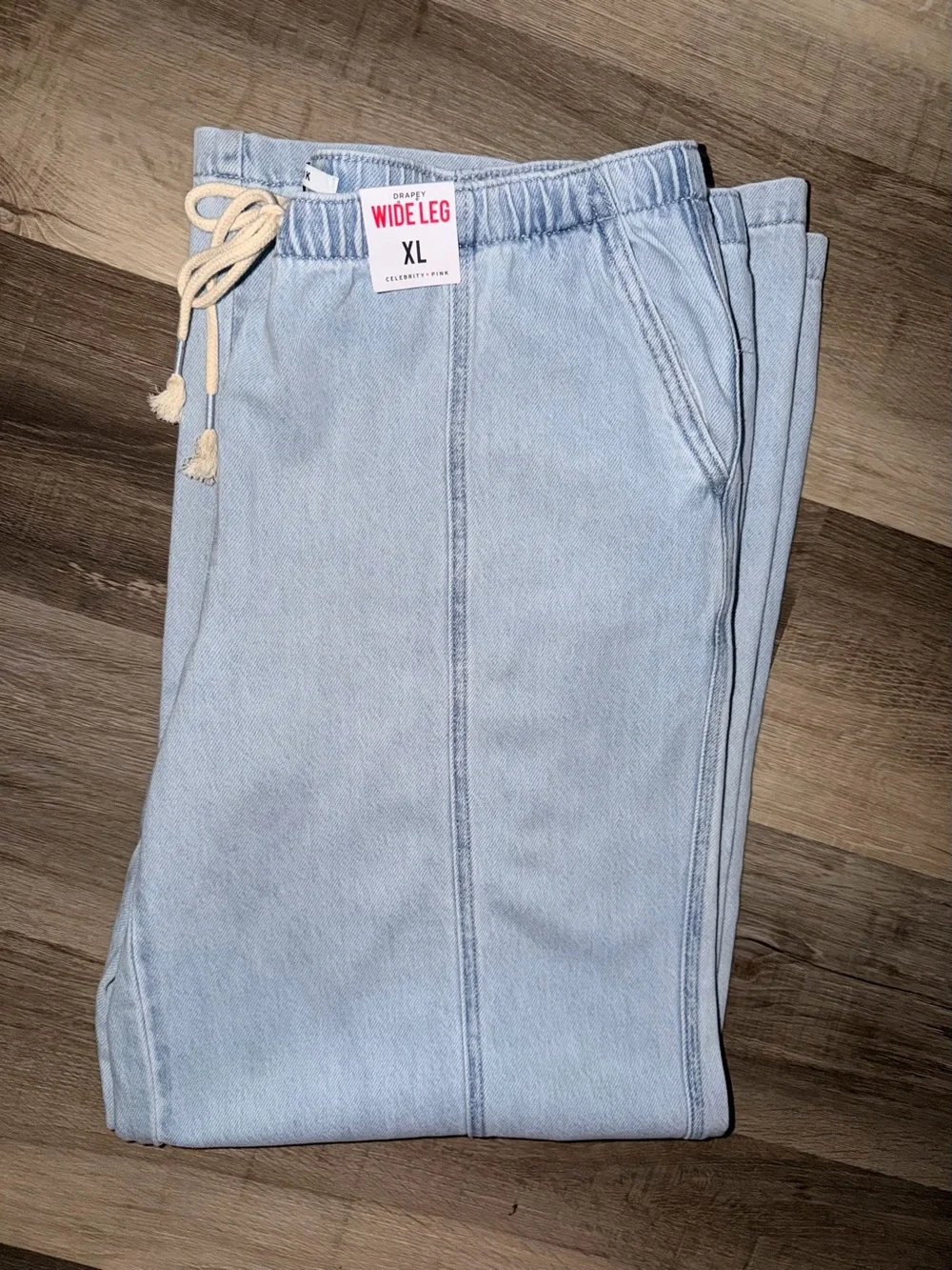 Celebrity Pink Light Blue Wide Leg Drawstring Pants